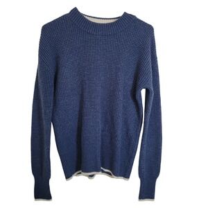 Faherty Men Fisherman Knit Wool Blend Crewneck Sweater Indigo Blue XS LongSleeve